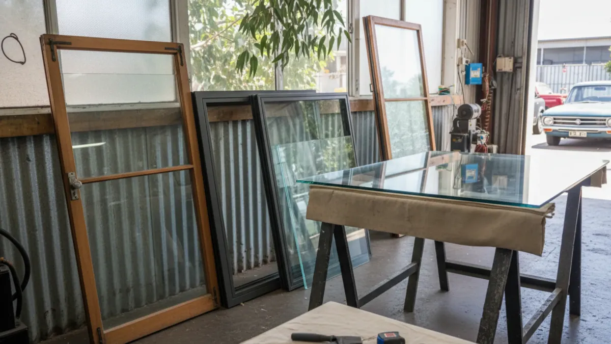 Custom window glass cut to size Teneriffe including clear float, frosted privacy glass and laminated acoustic options