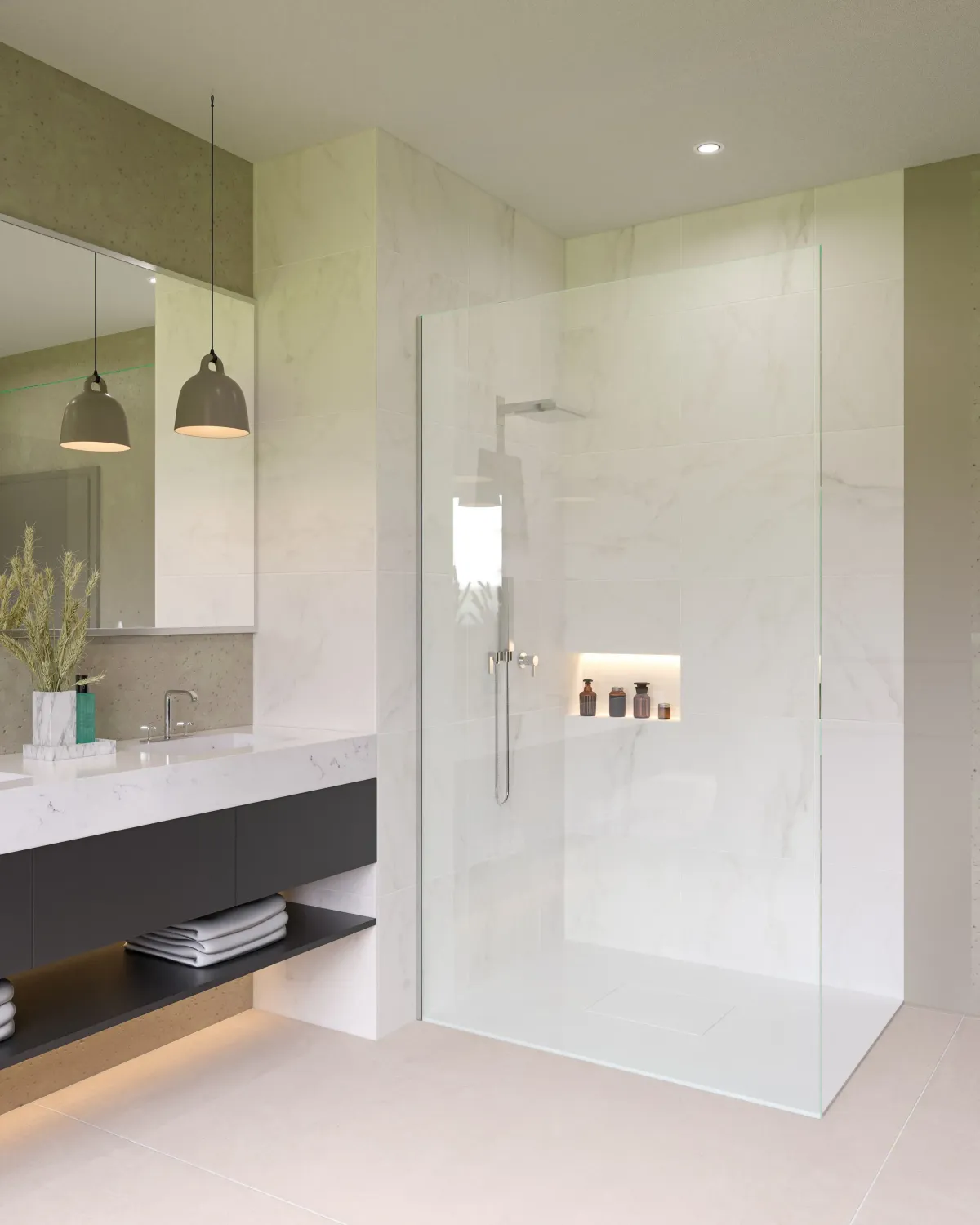 frameless glass shower screen in teneriffe bathroom